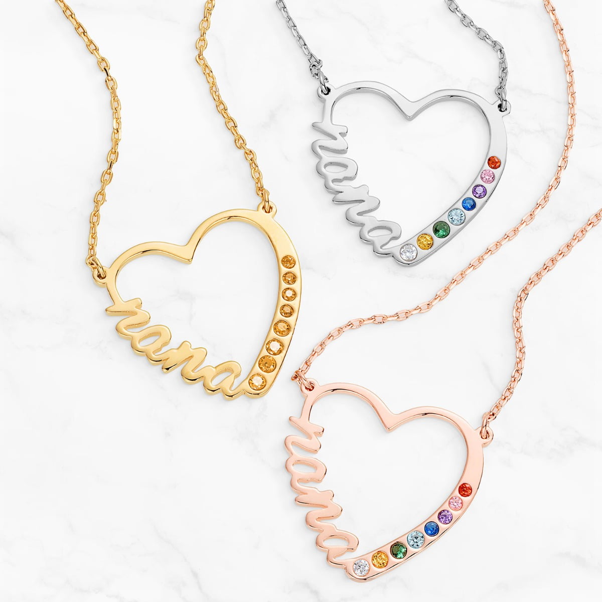 Personalized Planet Nana Has My Heart Birthstone Necklace ,Women's