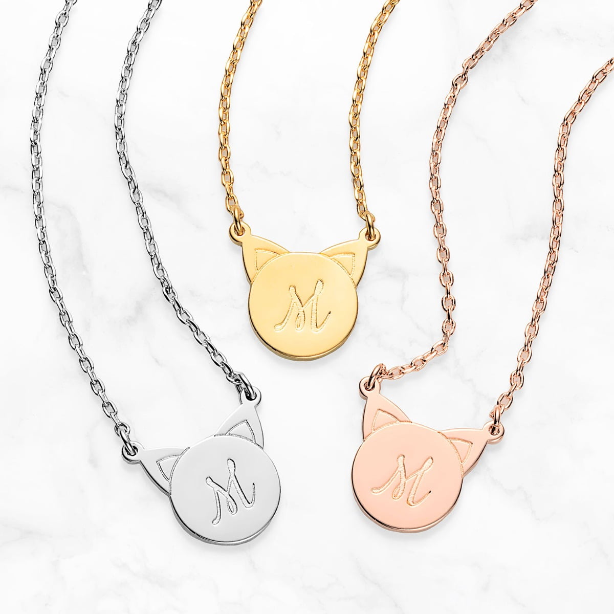 Personalized Planet Personalized Planet Engraved Initial Cat Necklace ,Women's