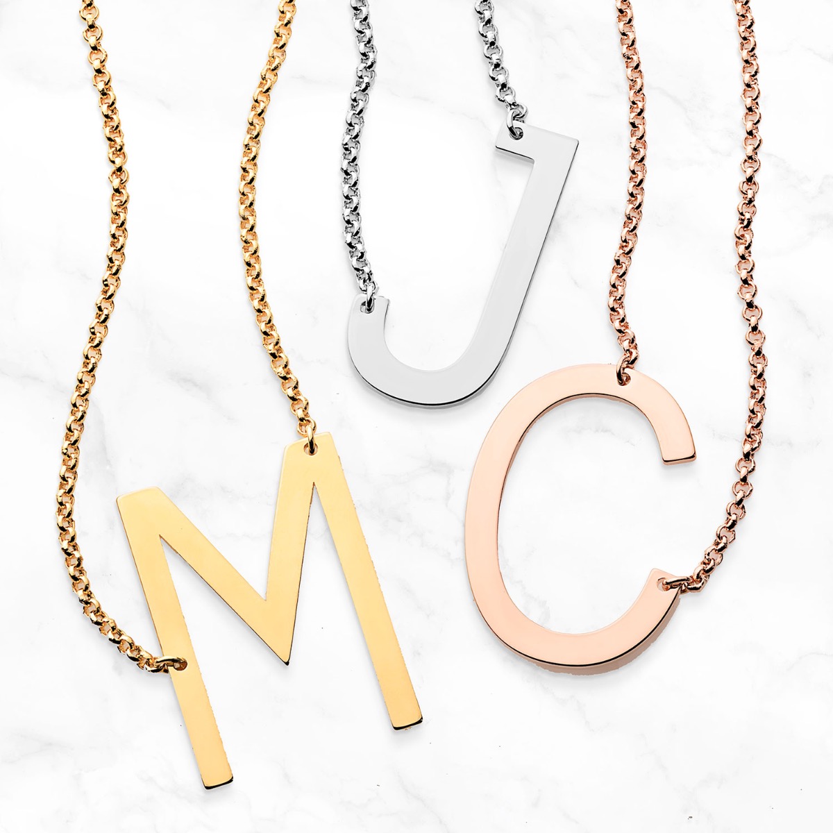 Personalized Planet Personalized Planet Medium Sideways Initial Necklace ,Women's