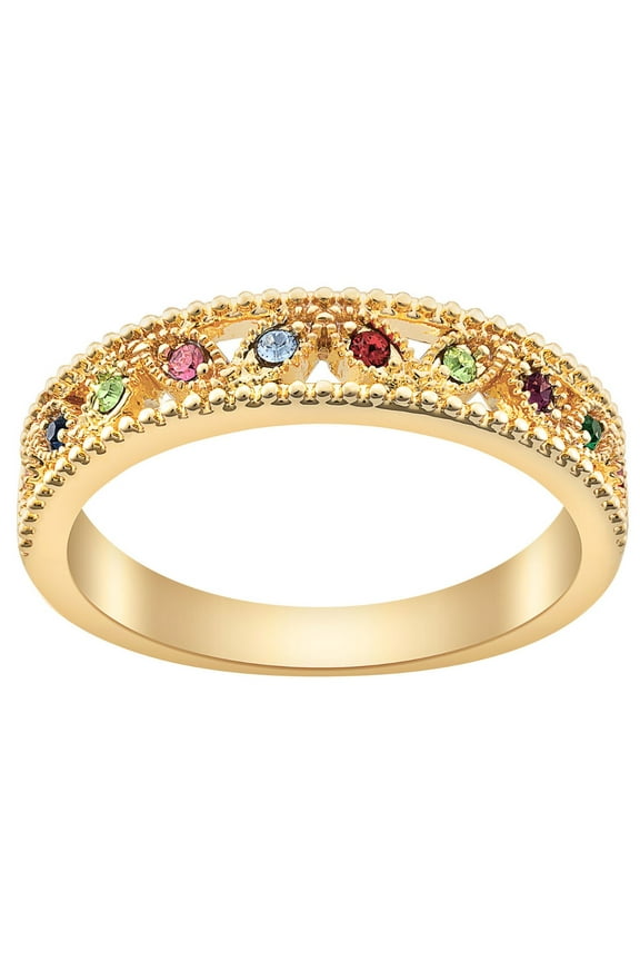 Rhodium, Gold or Rose Gold Plated Family Birthstone Band Ring ,Women's