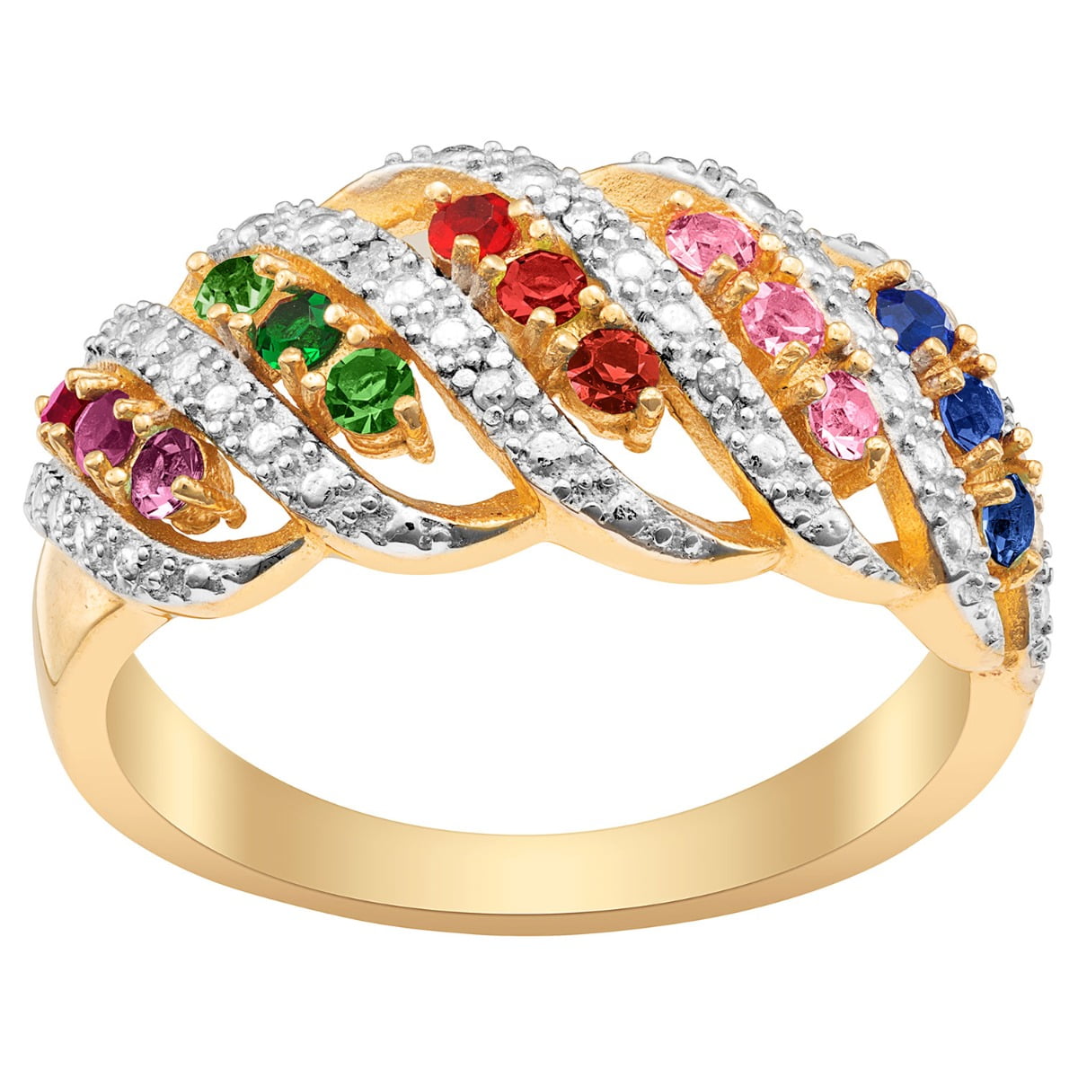 14k Gold Diamond Accented Mother's Family Birthstone Ring 14k Gold Diamond Accented Mother's Family Birthstone Ring