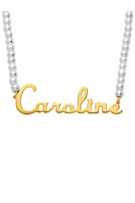 Script Name Glass Pearl Necklace ,Women's
