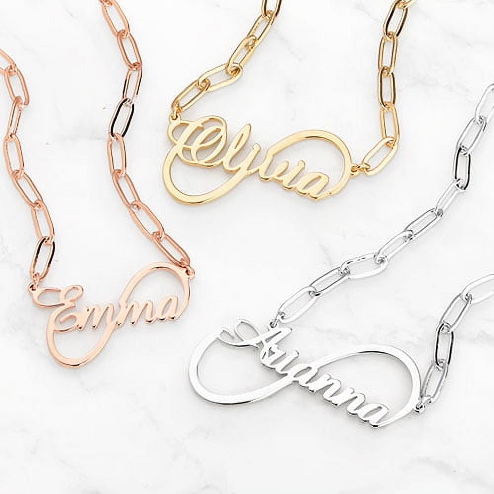 Personalized Planet Infinity, Necklace, Brass, 19 inches