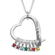 Personalized Planet Sterling Silver Close to My Heart Birthstone Slider Necklace ,Womens