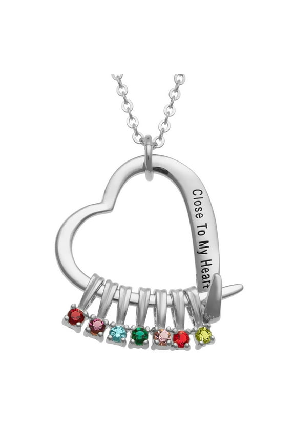 Sterling Silver 'Close to My Heart' Birthstone Slider Necklace ,Women's