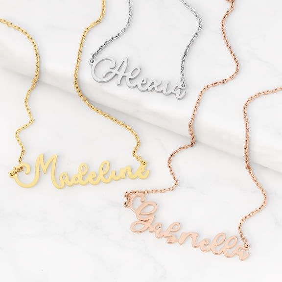 Personalized Planet Sterling Silver Fancy Script Name Necklace ,Women's