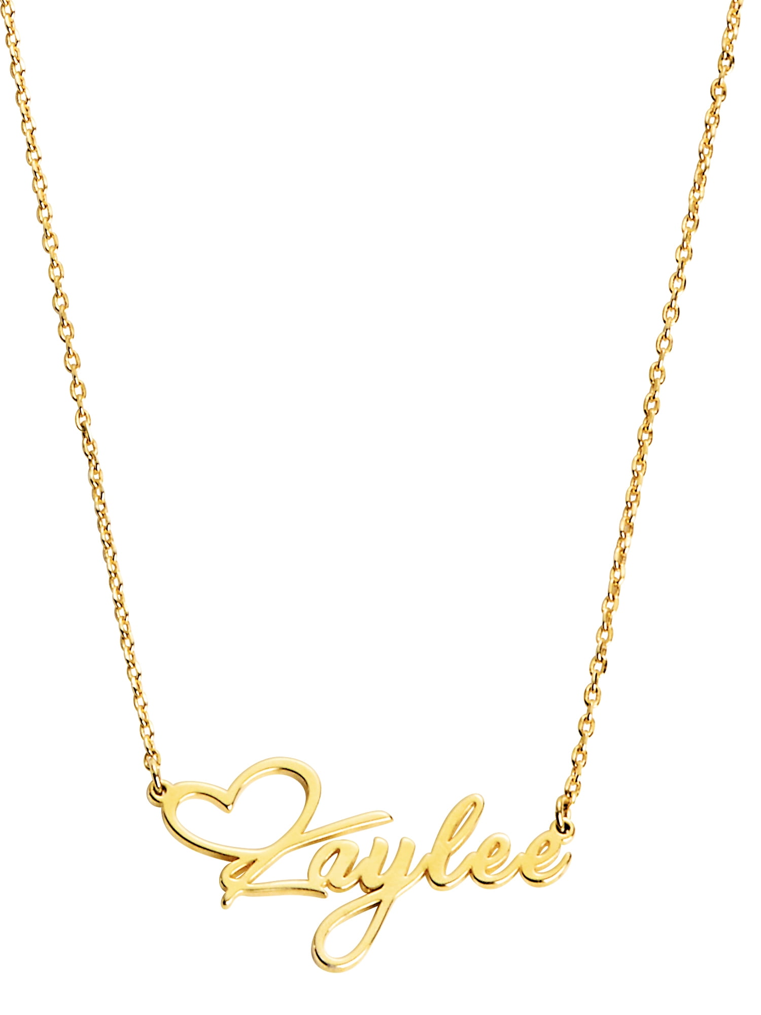 Personalized Planet Sterling Silver Fancy Script Name with Heart Necklace ,Women's