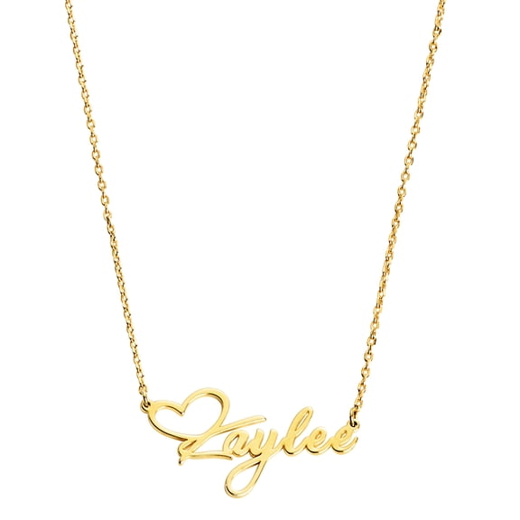 Personalized Planet Sterling Silver Fancy Script Name with Heart Necklace ,Women's