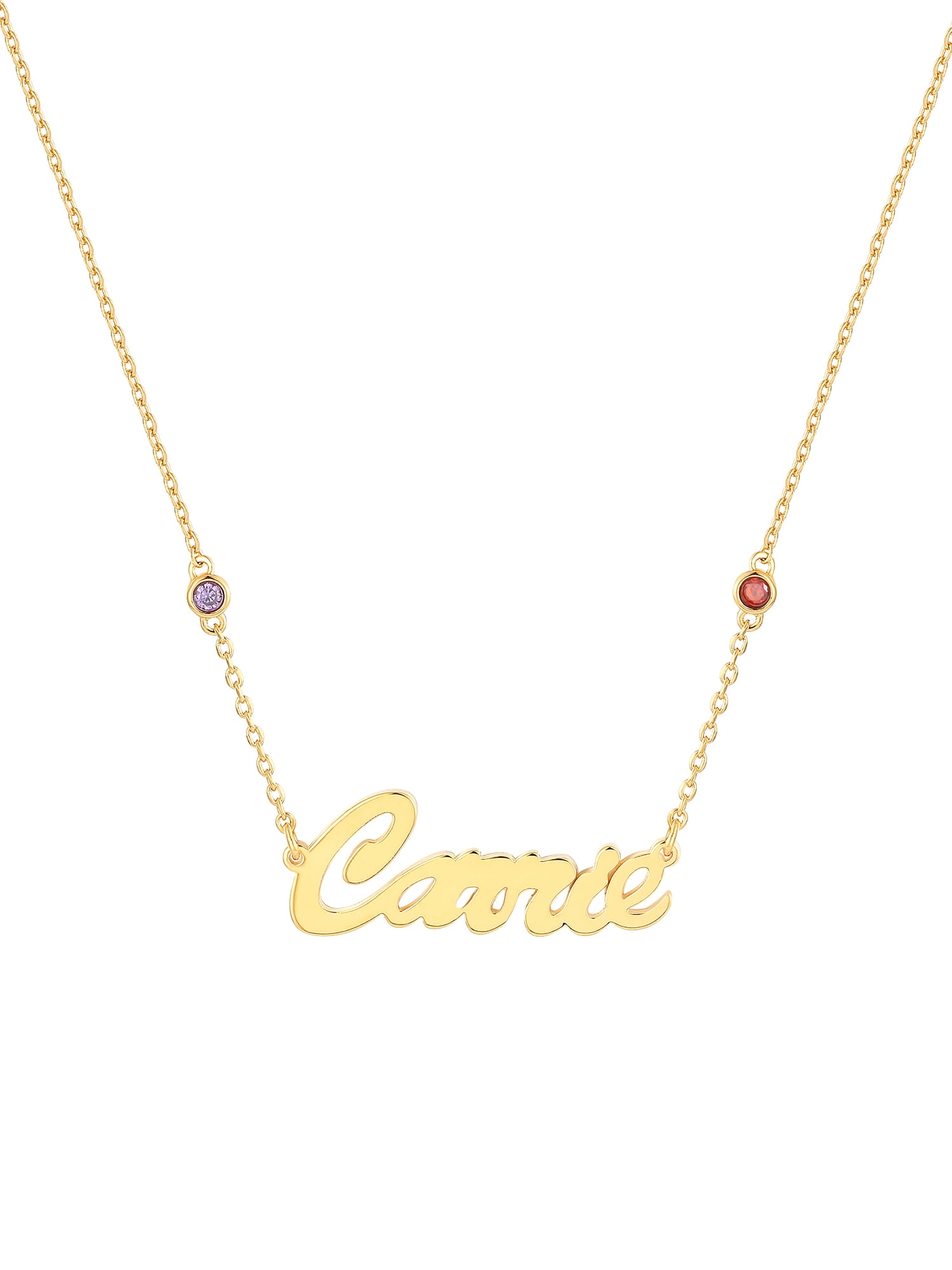 Personalized Planet Sterling Silver Hollywood Script Name and Birthstone Necklace ,Women's