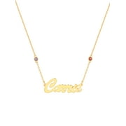 Personalized Planet Sterling Silver Hollywood Script Name and Birthstone Necklace ,Womens