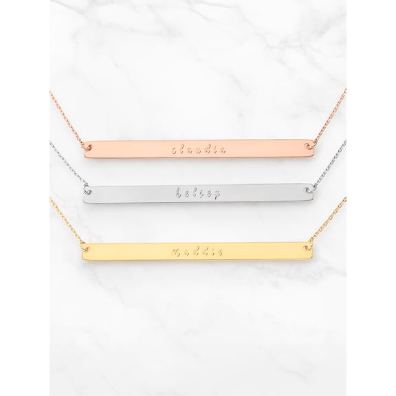 Personalized Planet Sterling Silver Long Bar Name Necklace ,Women's