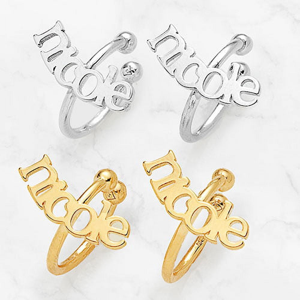 Personalized Planet Sterling Silver Lowercase Name Ear Cuffs ,Women's