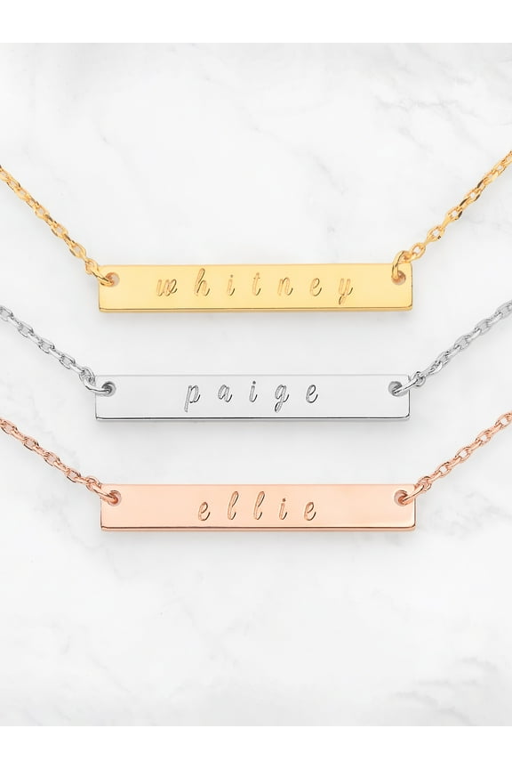 Sterling Silver Mini Bar Name Necklace ,Women's