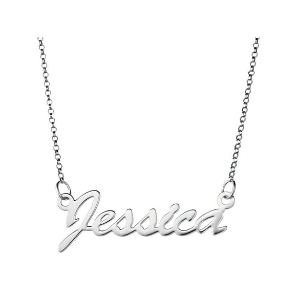 - Personalized Planet Sterling Silver Nameplate Necklace, Women's 18"