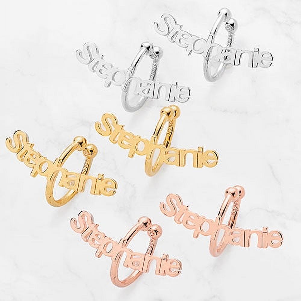Personalized Planet Sterling Silver Personalized Planet Name Ear Cuffs ,Women's