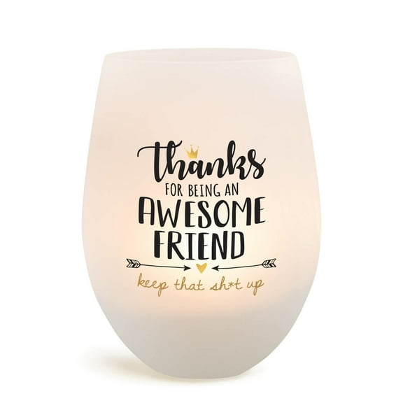 Personalized Planet Thanks Awesome Friend Frosted Votive Candle Holder