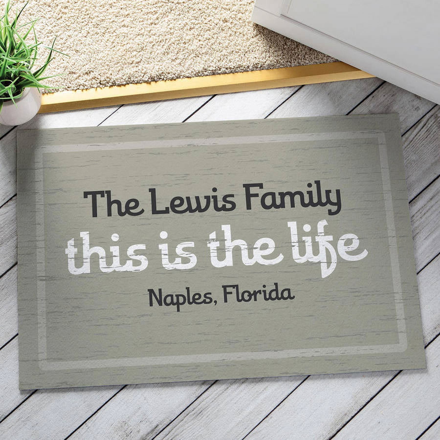 Personalized Planet This Is The Life Doormat with Personalization on Gray Mat