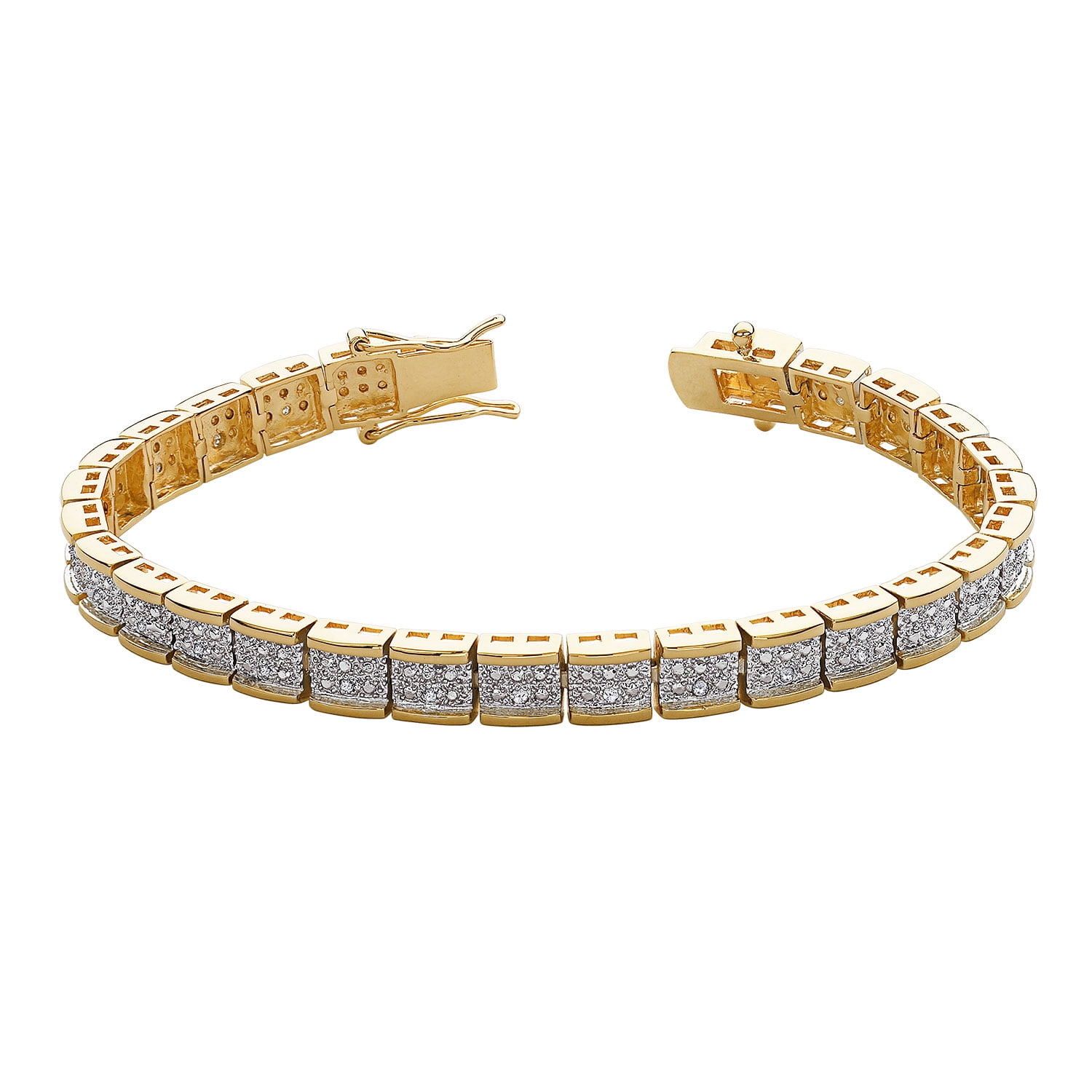 Personalized Planet Two-Tone Genuine Diamond Tennis 7 in Bracelet 1/4 ct. t.w. in 14K Gold Plated