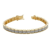 Personalized Planet Two-Tone Genuine Diamond Tennis 7 in Bracelet 1/4 ct. t.w. in 14K Gold Plated