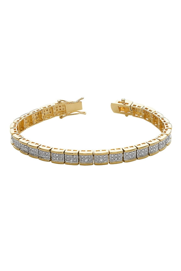 Two-Tone Genuine Diamond Tennis 7 in Bracelet 1/4 ct. t.w. in 14K Gold Plated