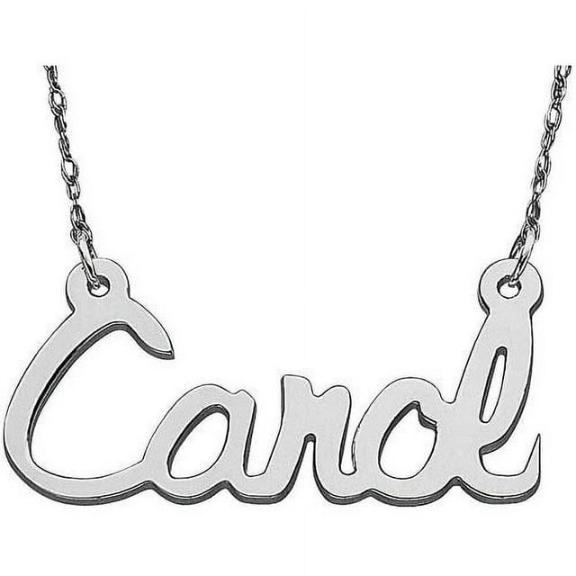 Personalized Planet Women's 10kt White Gold Script Nameplate Necklace, 18"