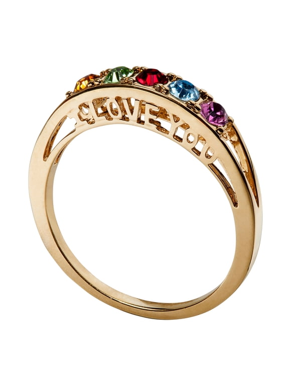 Women's Birthstone I Love You Family Ring with 2 Free Gifts