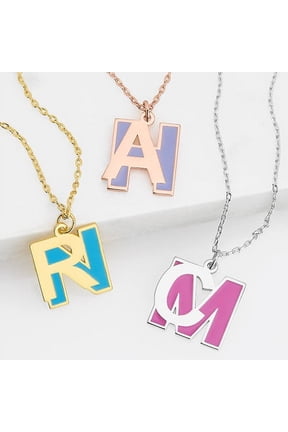 Women's Bold Double Initial with Enamel Necklace