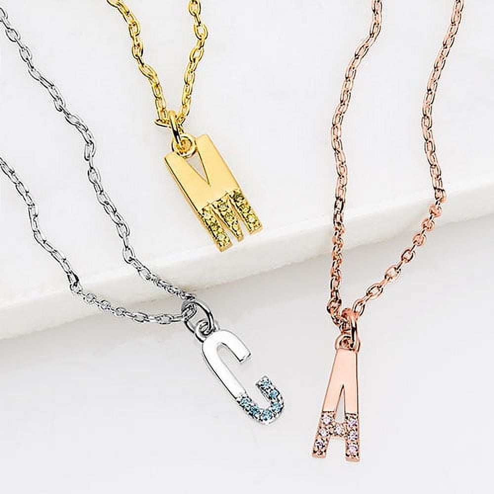 Personalized Planet Women's Bold Initial Birthstone Necklace