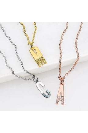 Women's Bold Initial Birthstone Necklace