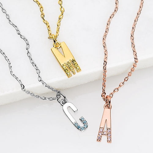 Personalized Planet Women's Bold Initial Birthstone Necklace