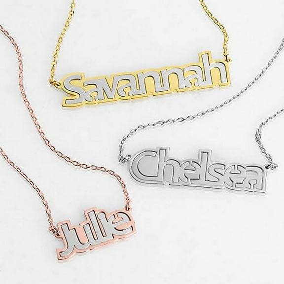 Personalized Planet Women's Bold Pierced Name Plaque Necklace