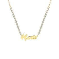 Personalized Planet Women's Bold Script Name Plaque CZ Chain Necklace