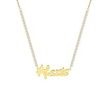 Personalized Planet Women's Bold Script Name Plaque CZ Chain Necklace