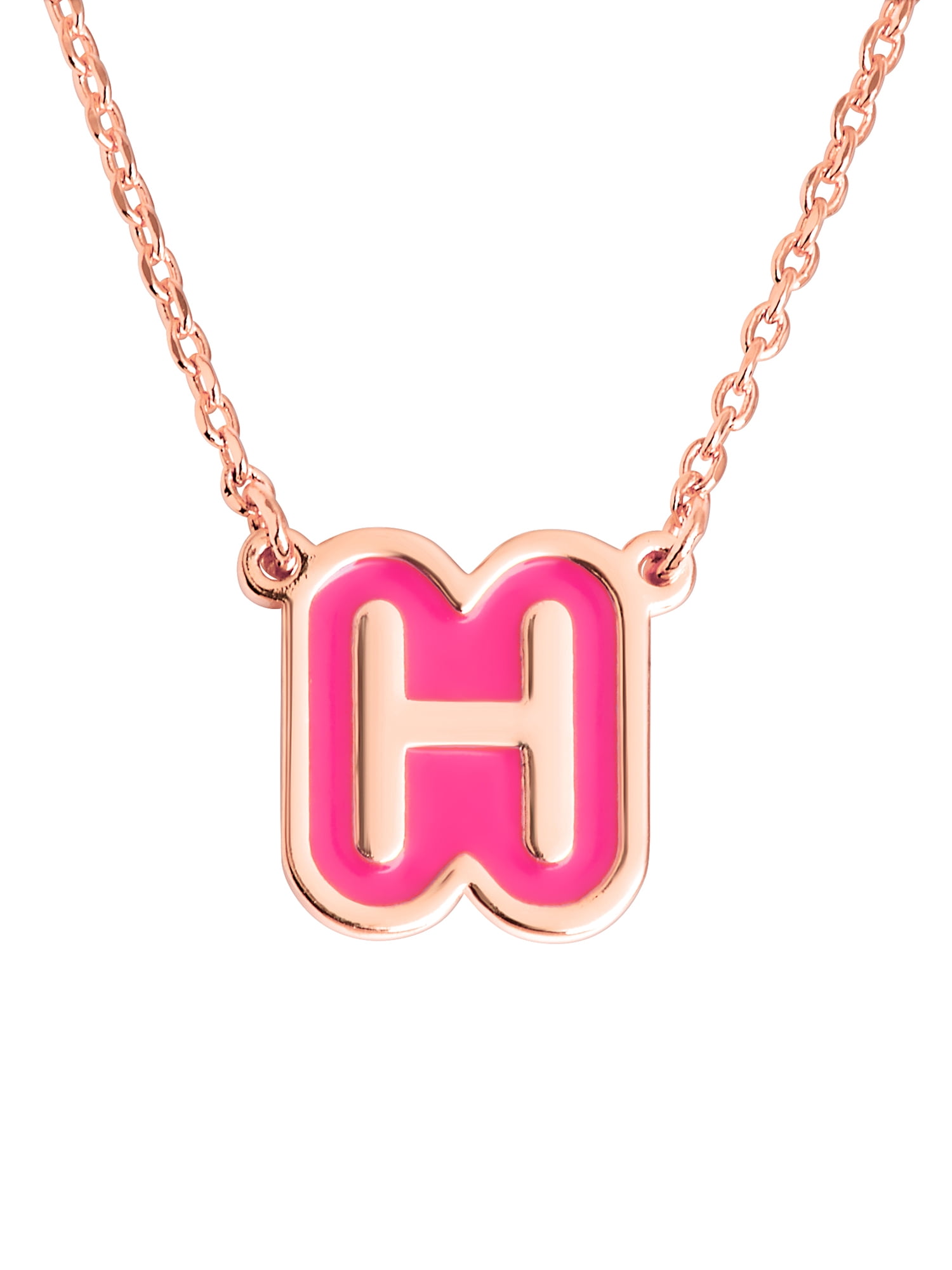 Personalized Planet Women's Bubble Initial with Enamel Outline Necklace