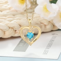 Personalized Planet Women's CZ Heart Engraved Birthstone Necklace