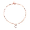 thumbnail image 1 of Personalized Planet Women's CZ Initial Charm Paperclip Chain Bracelet, 1 of 2