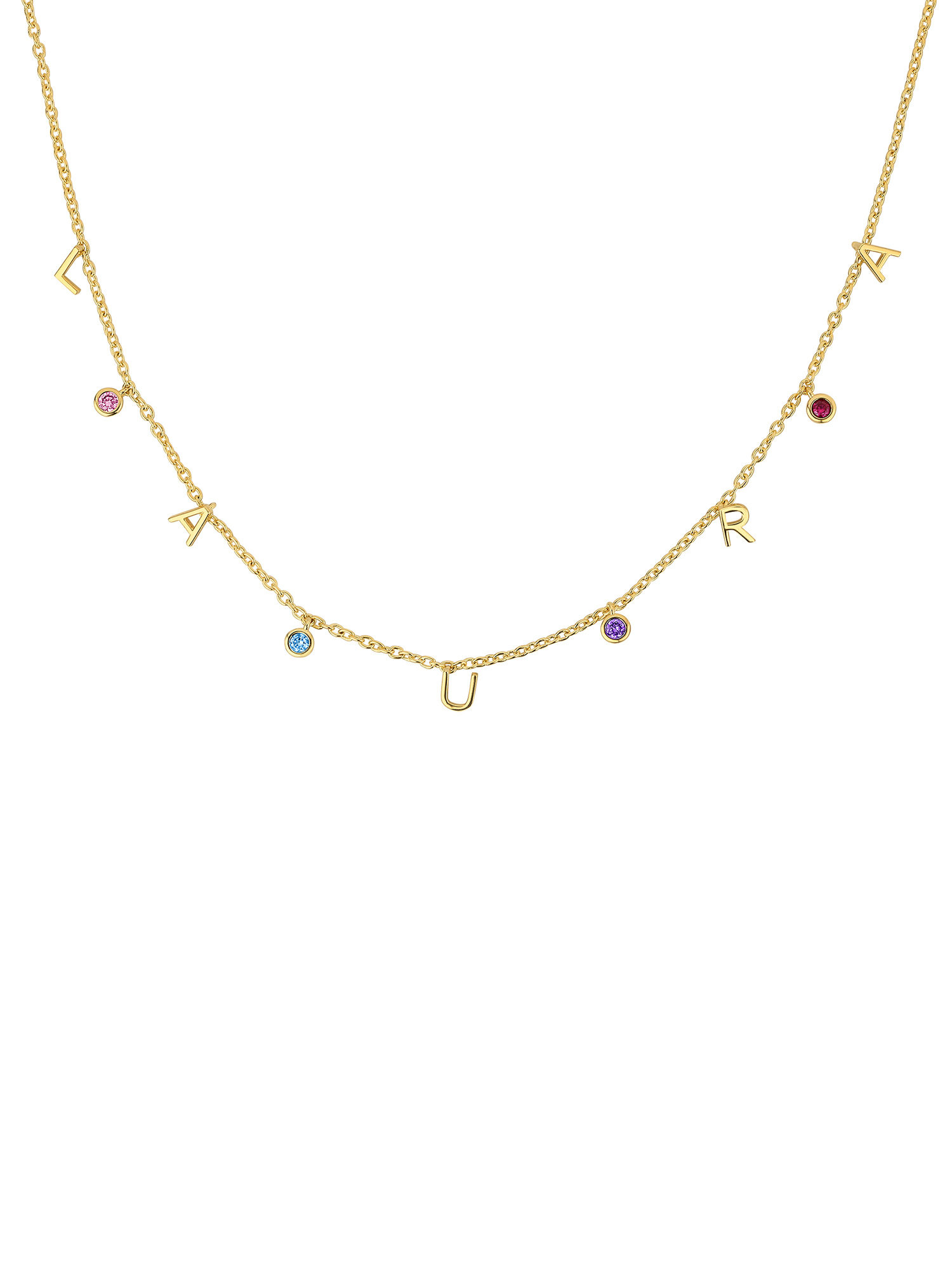 Personalized Planet Women's Dainty Name with Birthstones Choker Necklace