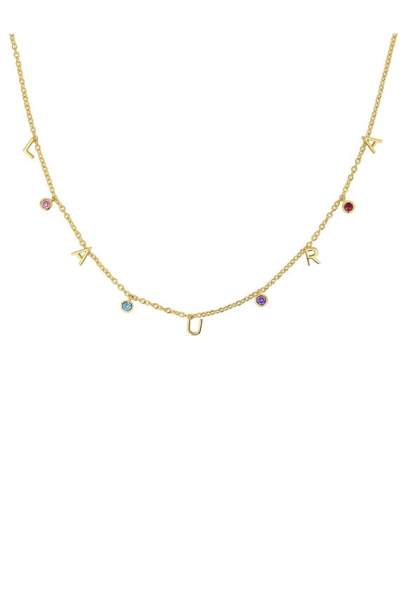 Women's Dainty Name with Birthstones Choker Necklace
