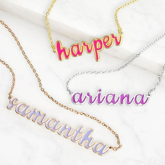 Personalized Planet Women's Enamel Lowercase Script Name Necklace