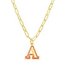 Personalized Planet Women's Enamel Outline Uppercase Initial Paperclip Chain Necklace