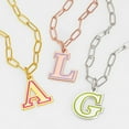 thumbnail image 1 of Personalized Planet Women's Enamel Outline Uppercase Initial Paperclip Chain Necklace, 1 of 2