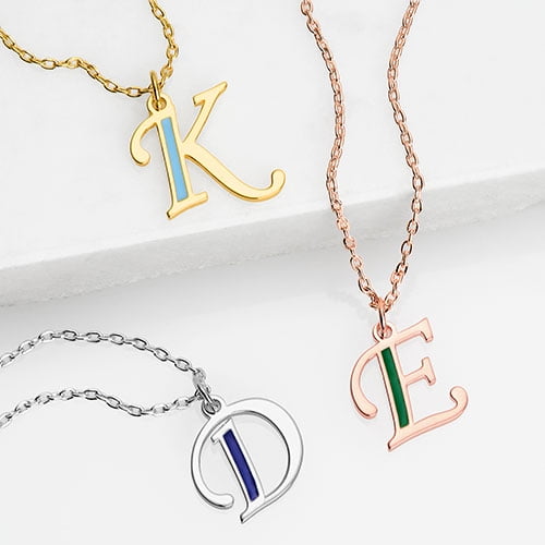 Personalized Planet Women's Enamel Script Initial Necklace - Walmart.com
