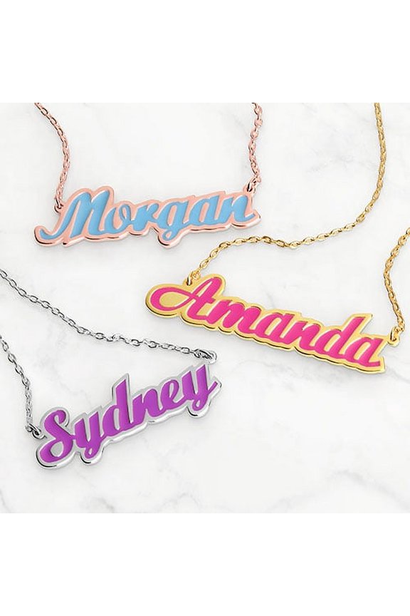 Women's Enamel Script Name Necklace