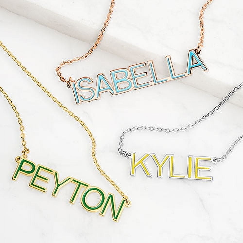 Personalized Planet Women's Enamel Uppercase Name Necklace