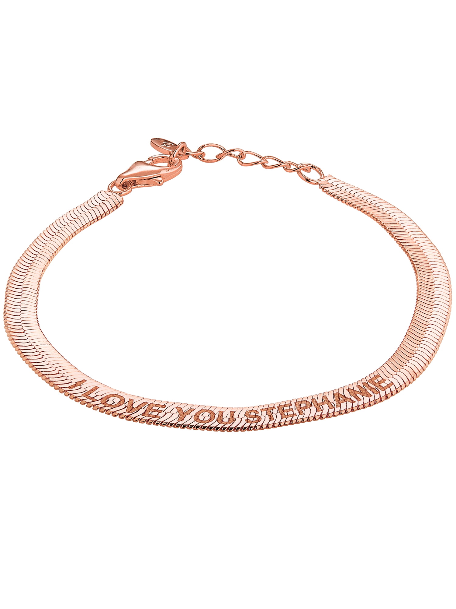 Personalized Planet Women's Engraved Herringbone Bracelet 7+1"