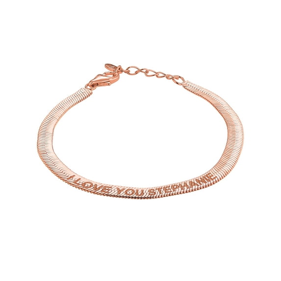 Personalized Planet Women's Engraved Herringbone Bracelet 7+1"