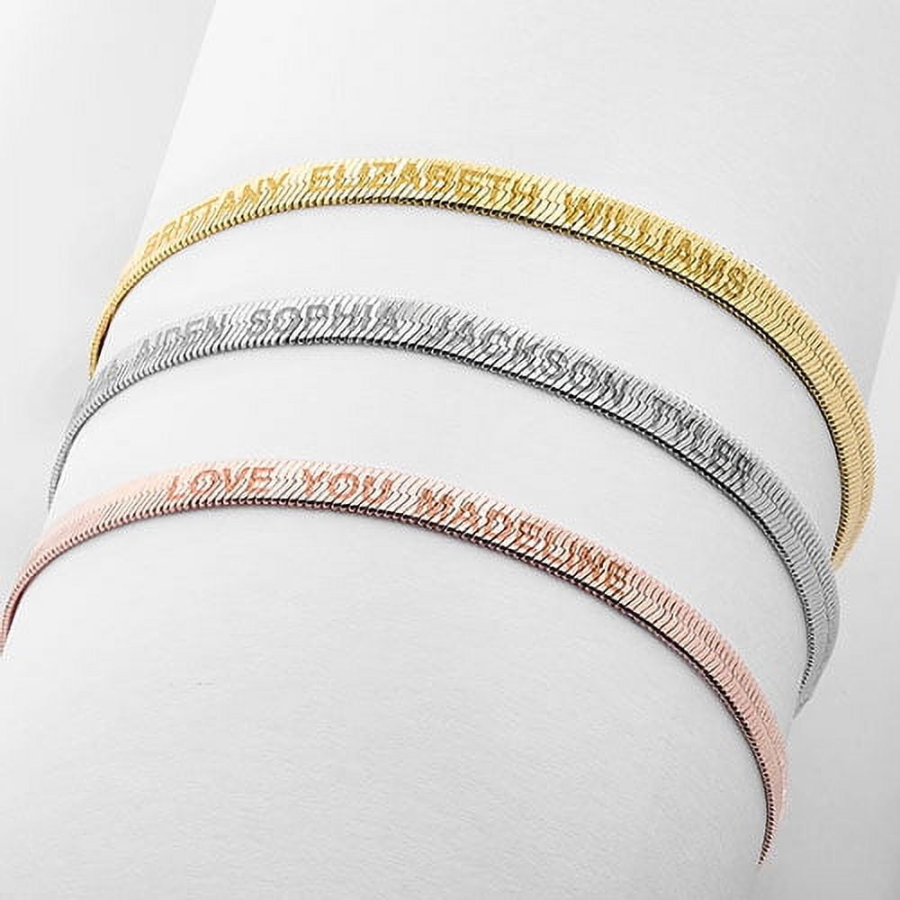 Personalized Planet Women's Engraved Herringbone Bracelet 7+1"