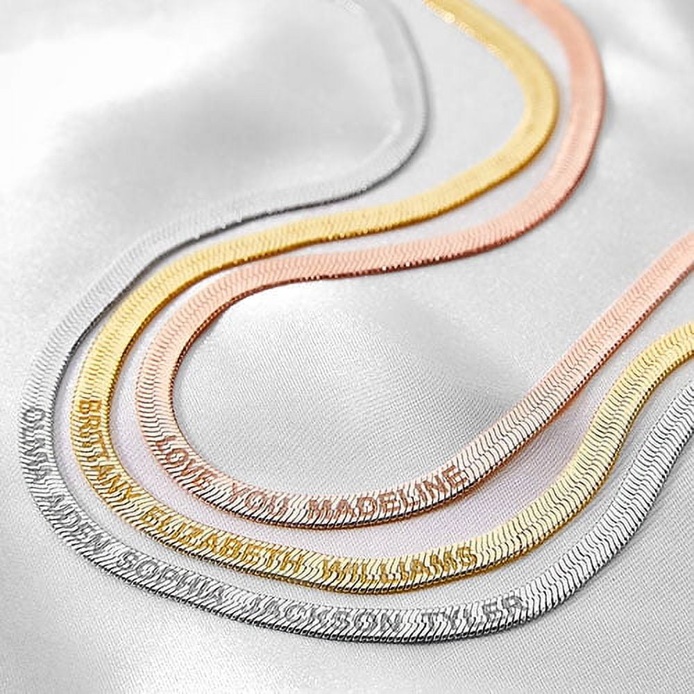 Personalized Planet Women's Engraved Herringbone Necklace 16+2"
