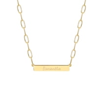 Personalized Planet Women's Engraved Horizontal Bar Paperclip Chain Necklace