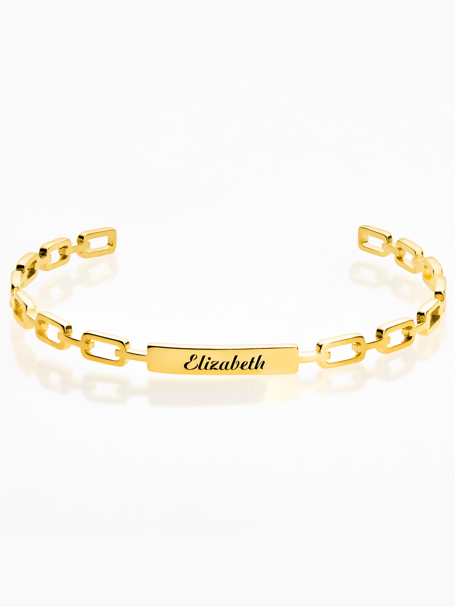 Personalized Planet Women's Frozen Paperclip Chain Engraved Cuff Bracelet